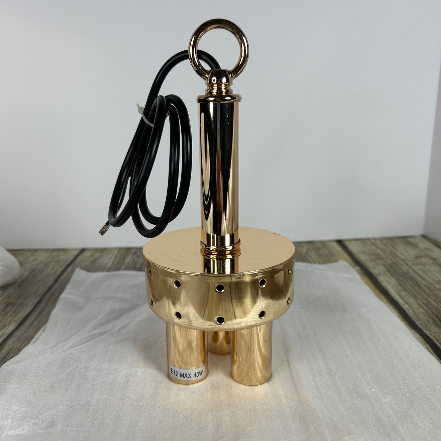 Gold Crystal Chandelier Light Fixture Kit With Hanging Chain & Instructions For Home Decor Assembly