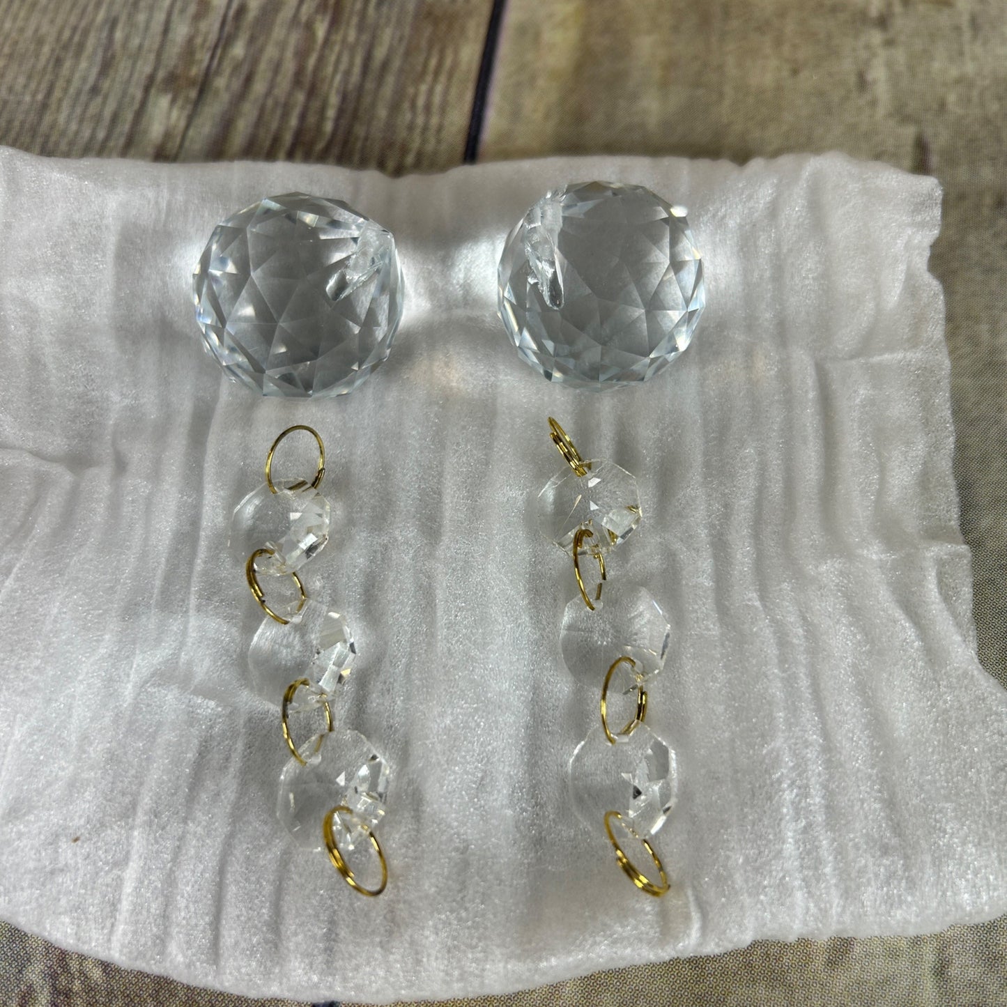 Gold Crystal Chandelier Light Fixture Kit With Hanging Chain & Instructions For Home Decor Assembly