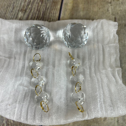 Gold Crystal Chandelier Light Fixture Kit With Hanging Chain & Instructions For Home Decor Assembly