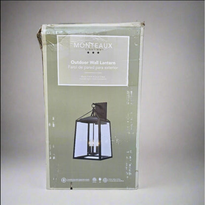 Monteaux Lighting Outdoor Wall Lantern Black Finish & Clear Glass 12.5 In X 25 In X 13.5 In