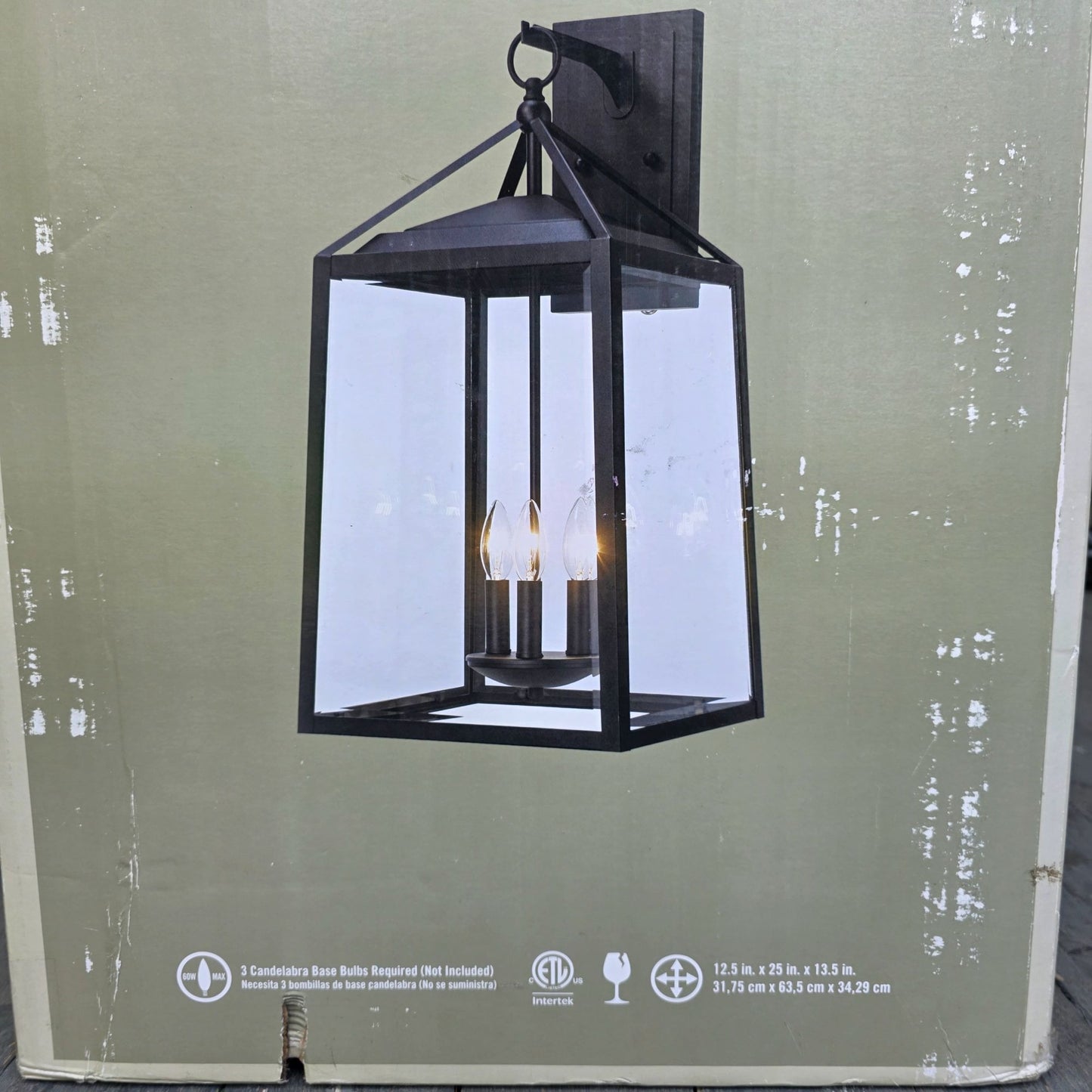 Monteaux Lighting Outdoor Wall Lantern Black Finish & Clear Glass 12.5 In X 25 In X 13.5 In