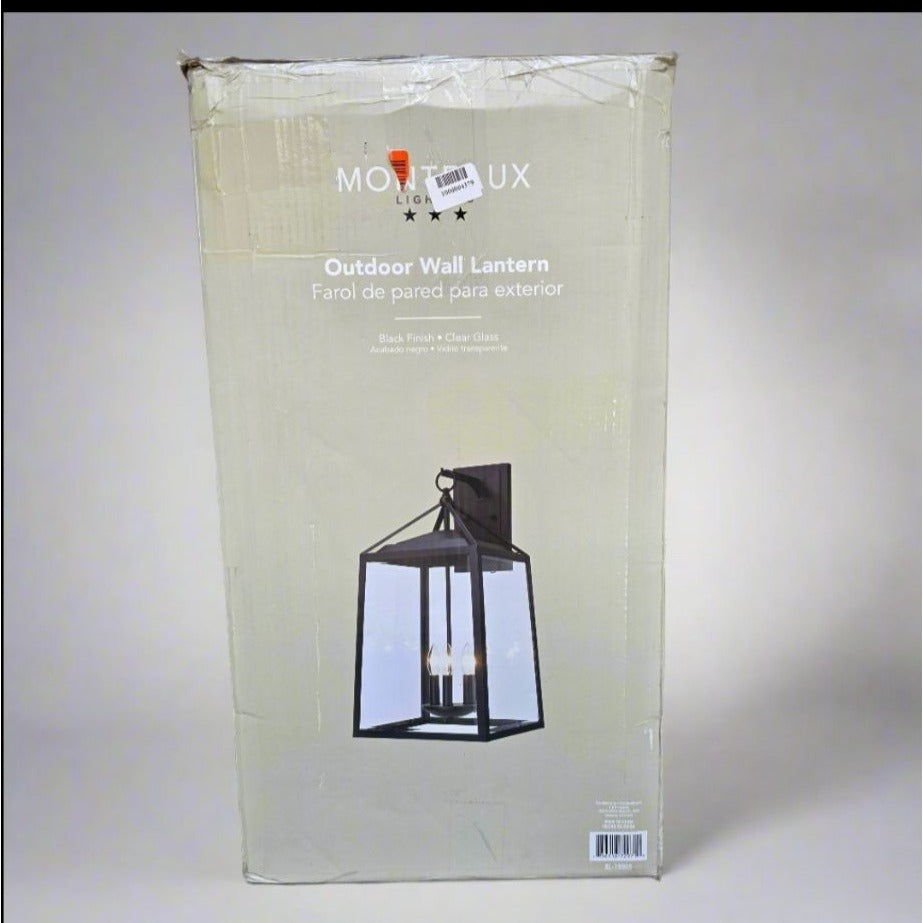 Monteaux Lighting Outdoor Wall Lantern Black Finish & Clear Glass 12.5 In X 25 In X 13.5 In