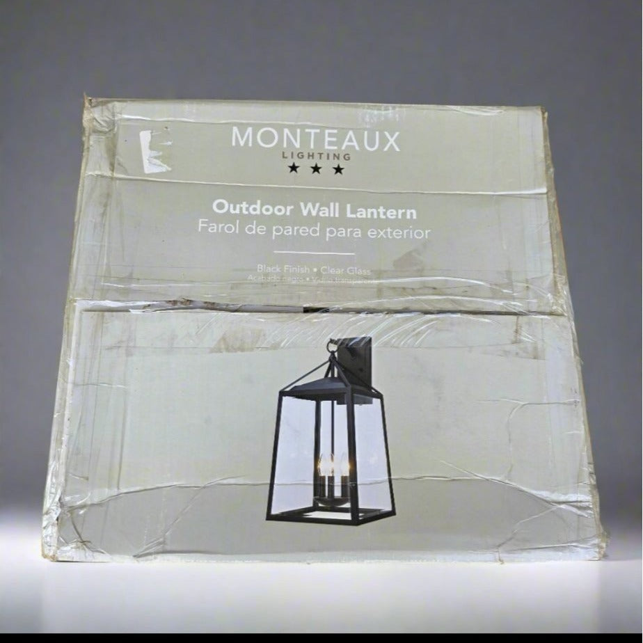 Monteaux Lighting Outdoor Wall Lantern Black Finish & Clear Glass 12.5 In X 25 In X 13.5 In