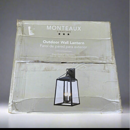 Monteaux Lighting Outdoor Wall Lantern Black Finish & Clear Glass 12.5 In X 25 In X 13.5 In