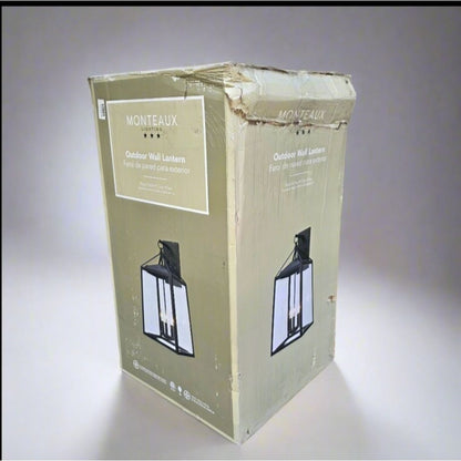 Monteaux Lighting Outdoor Wall Lantern Black Finish & Clear Glass 12.5 In X 25 In X 13.5 In