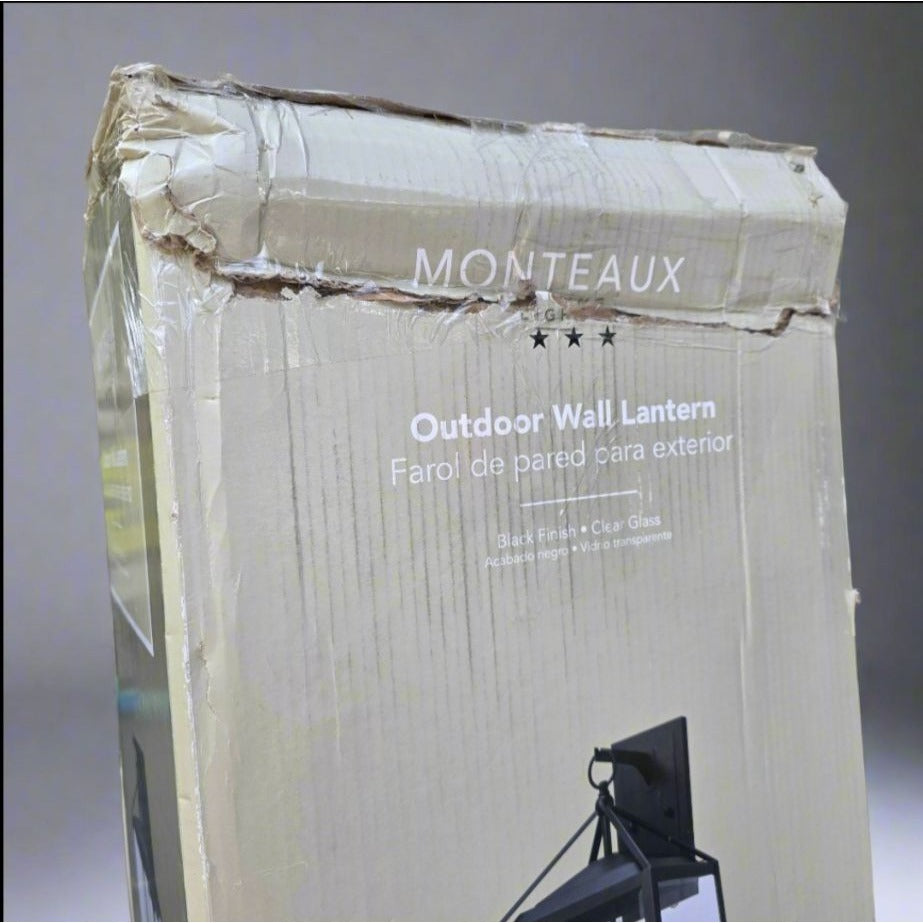 Monteaux Lighting Outdoor Wall Lantern Black Finish & Clear Glass 12.5 In X 25 In X 13.5 In