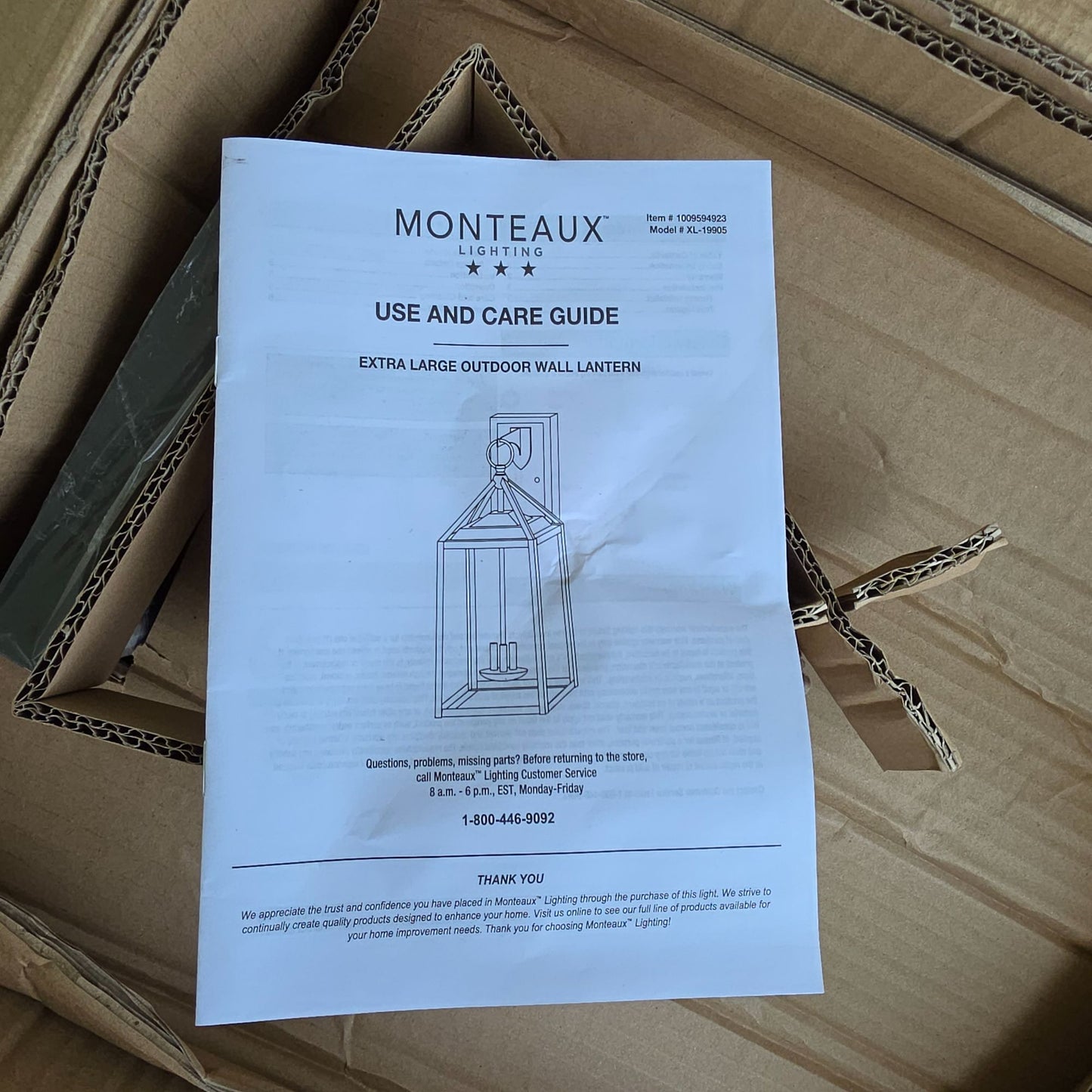 Monteaux Lighting Outdoor Wall Lantern Black Finish & Clear Glass 12.5 In X 25 In X 13.5 In