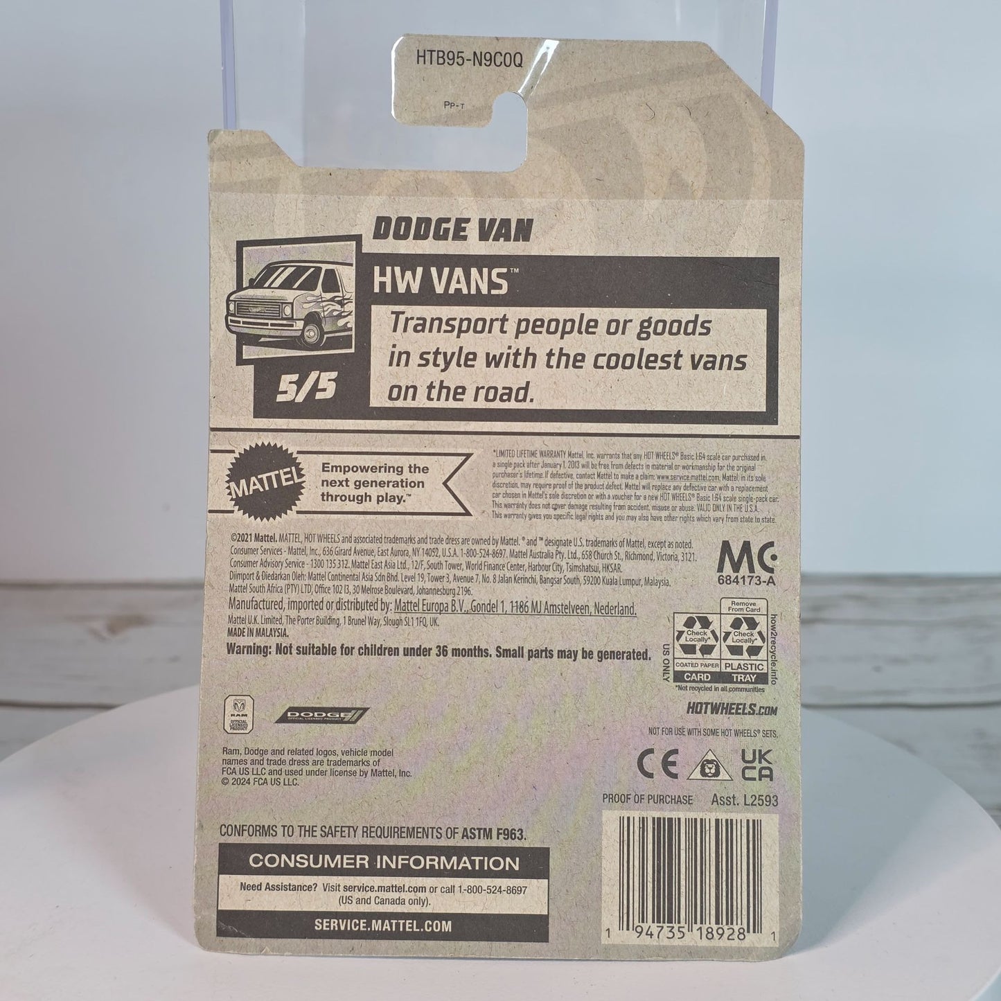 Hot Wheels Dodge Van HW Racing Die-Cast Vehicle 248/250 Limited Lifetime Warranty Collectible