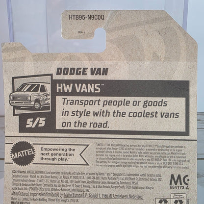 Hot Wheels Dodge Van HW Racing Die-Cast Vehicle 248/250 Limited Lifetime Warranty Collectible