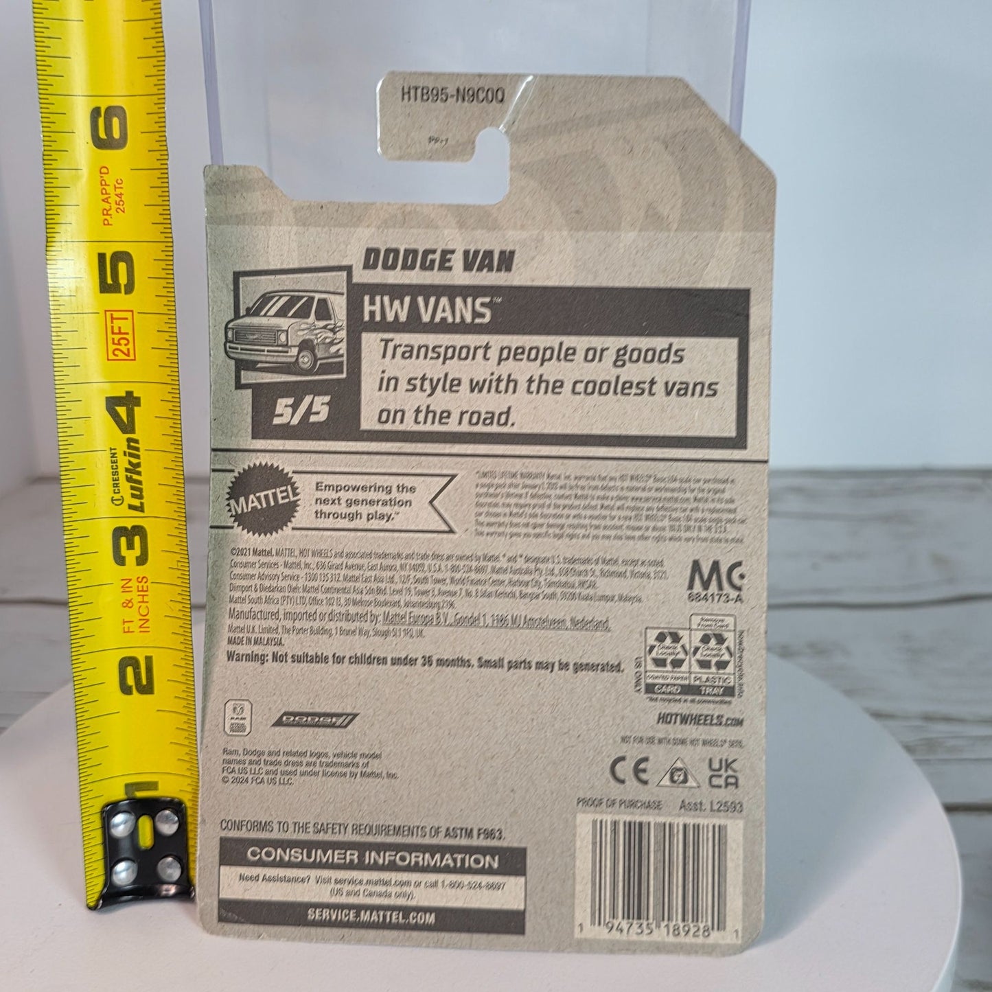 Hot Wheels Dodge Van HW Racing Die-Cast Vehicle 248/250 Limited Lifetime Warranty Collectible