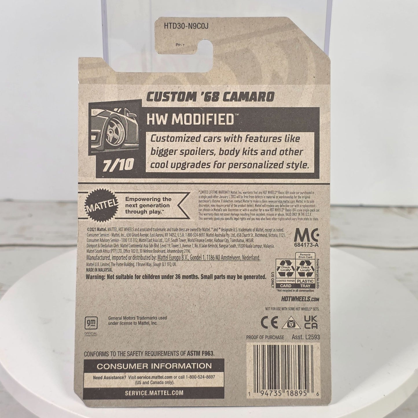 Hot Wheels Custom 68 Camaro Die-Cast Car Red/White Limited Edition 81/250 7/10 HW Modified Series