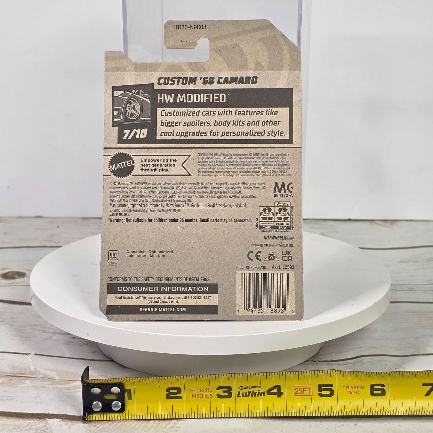 Hot Wheels Custom 68 Camaro Die-Cast Car Red/White Limited Edition 81/250 7/10 HW Modified Series