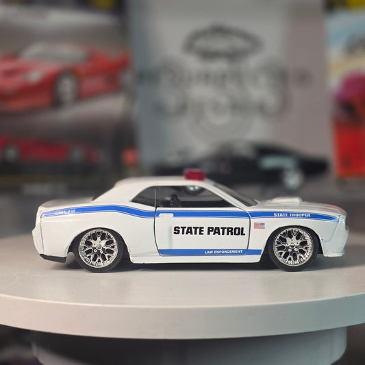 Jada 1/32 2012 Dodge Challenger SRT8 State Patrol Trooper White Blue Loose