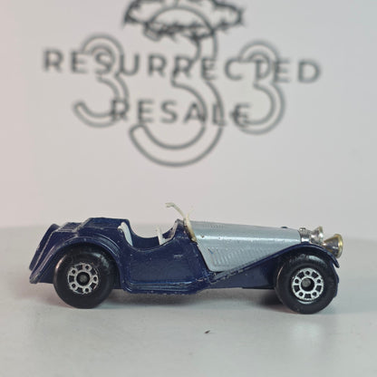 1982 Matchbox 1/50th Scale SS 100 Jaguar Die-Cast Model Car Navy/Silver