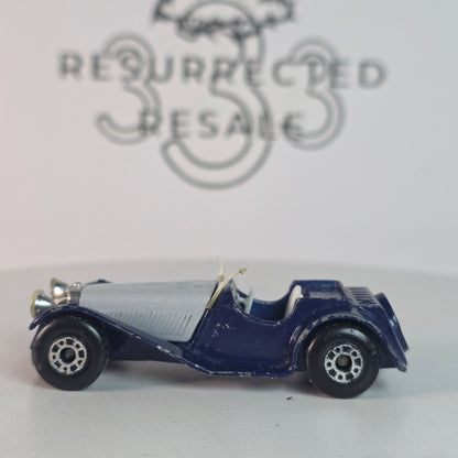 1982 Matchbox 1/50th Scale SS 100 Jaguar Die-Cast Model Car Navy/Silver