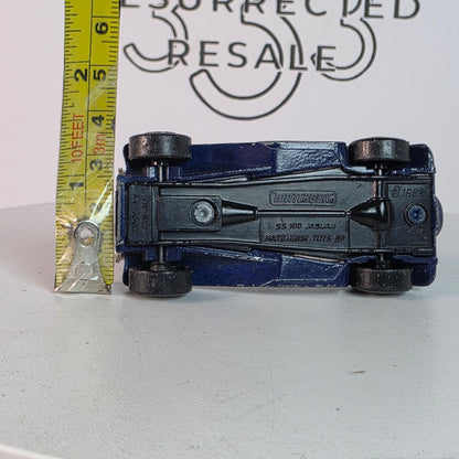 1982 Matchbox 1/50th Scale SS 100 Jaguar Die-Cast Model Car Navy/Silver