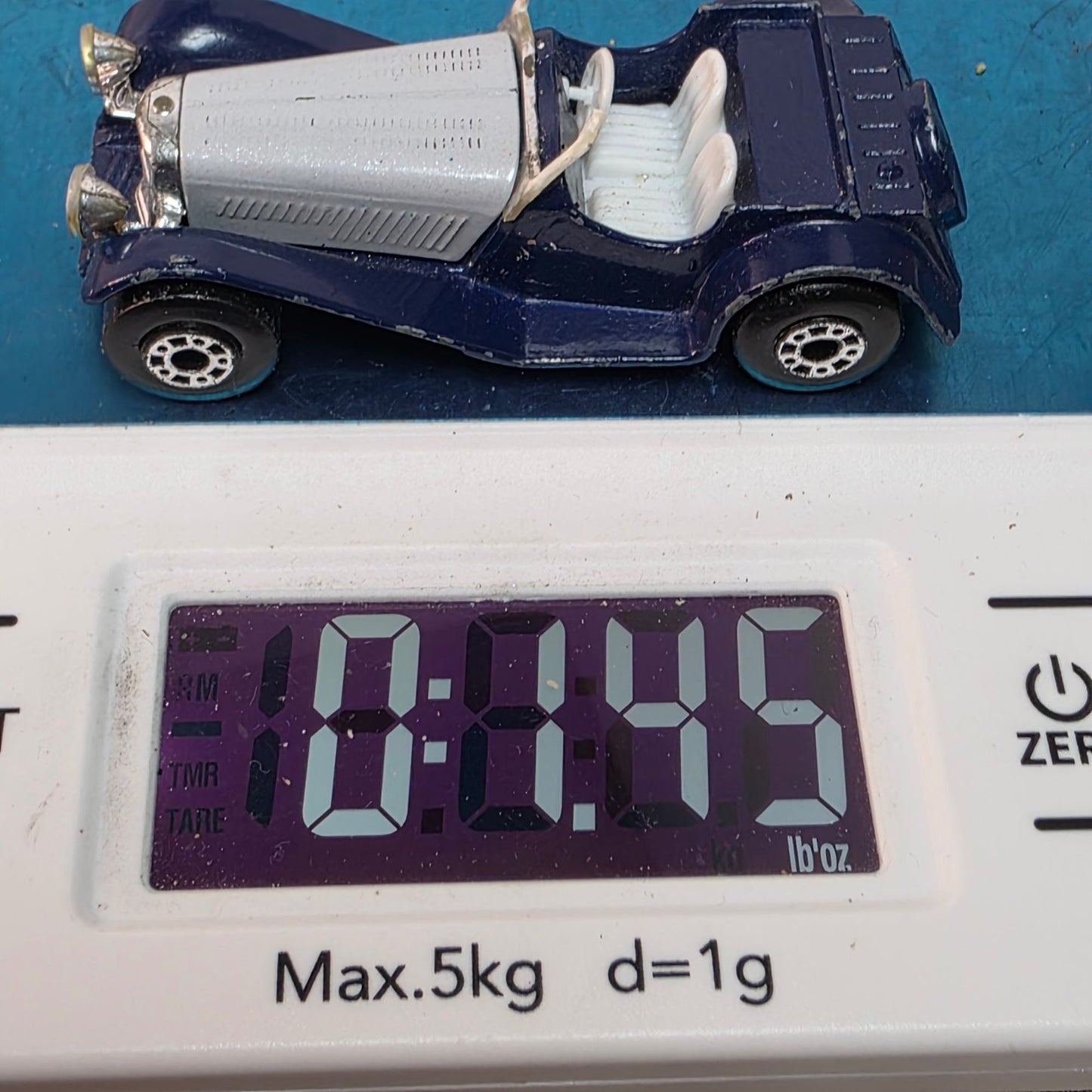 1982 Matchbox 1/50th Scale SS 100 Jaguar Die-Cast Model Car Navy/Silver