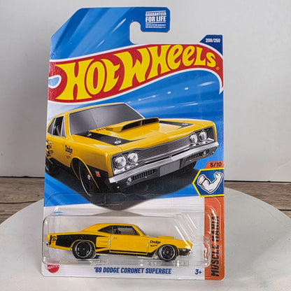 Hot Wheels 69 Dodge Coronet Superbee Yellow Die-Cast Car