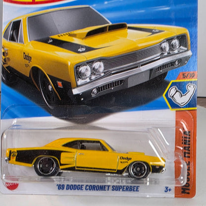 Hot Wheels 69 Dodge Coronet Superbee Yellow Die-Cast Car