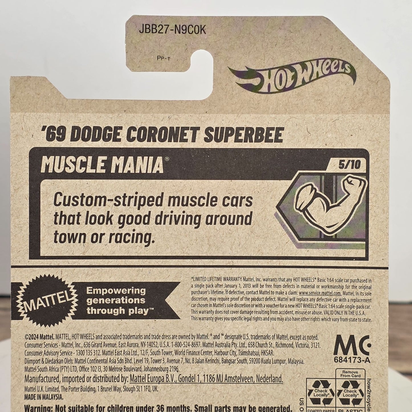 Hot Wheels 69 Dodge Coronet Superbee Yellow Die-Cast Car