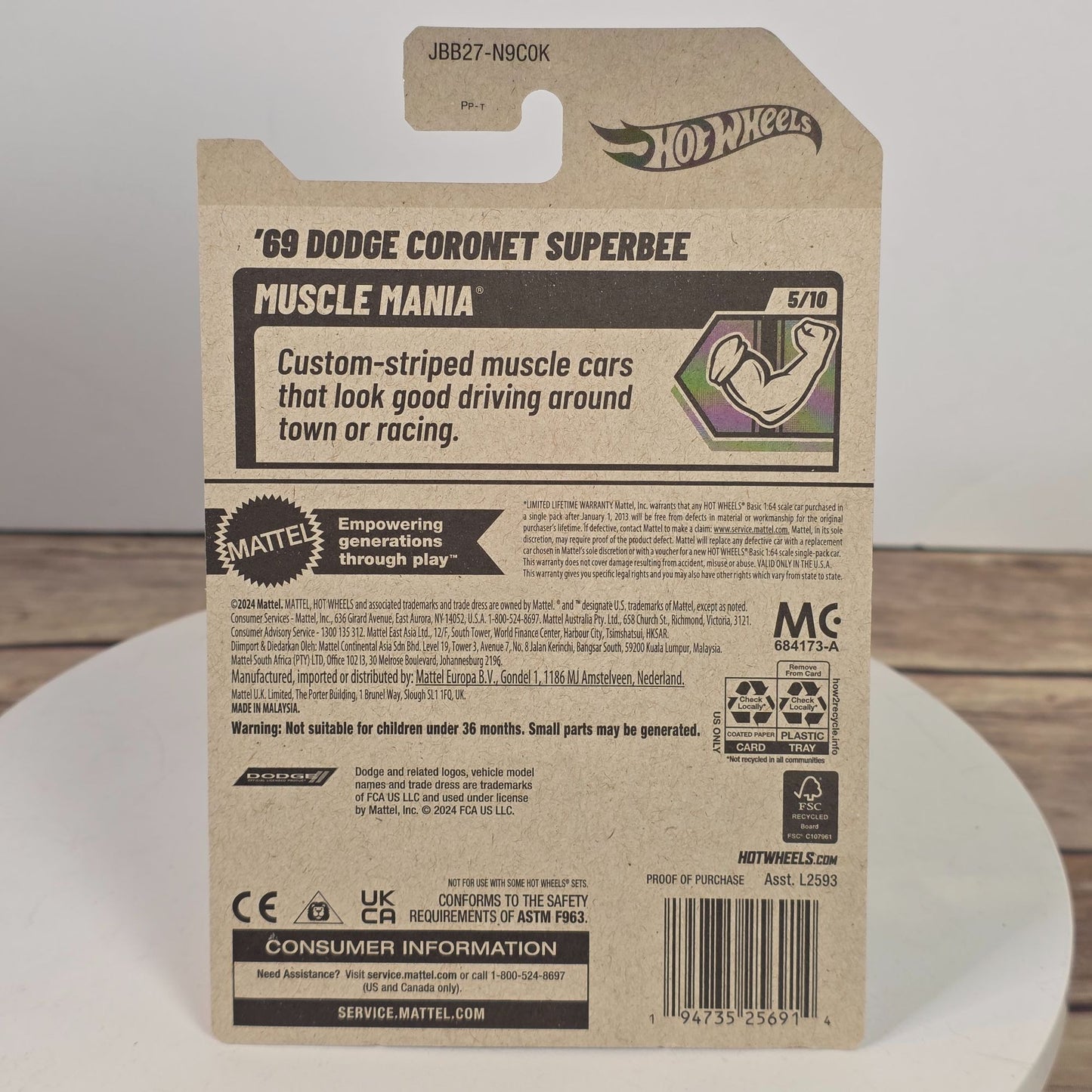 Hot Wheels 69 Dodge Coronet Superbee Yellow Die-Cast Car