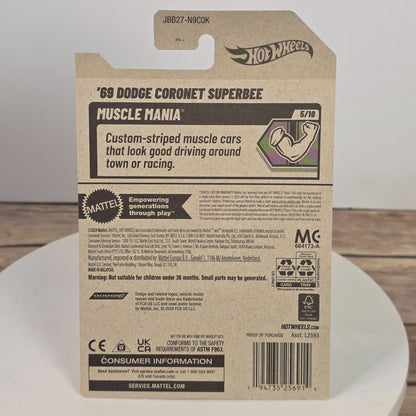 Hot Wheels 69 Dodge Coronet Superbee Yellow Die-Cast Car