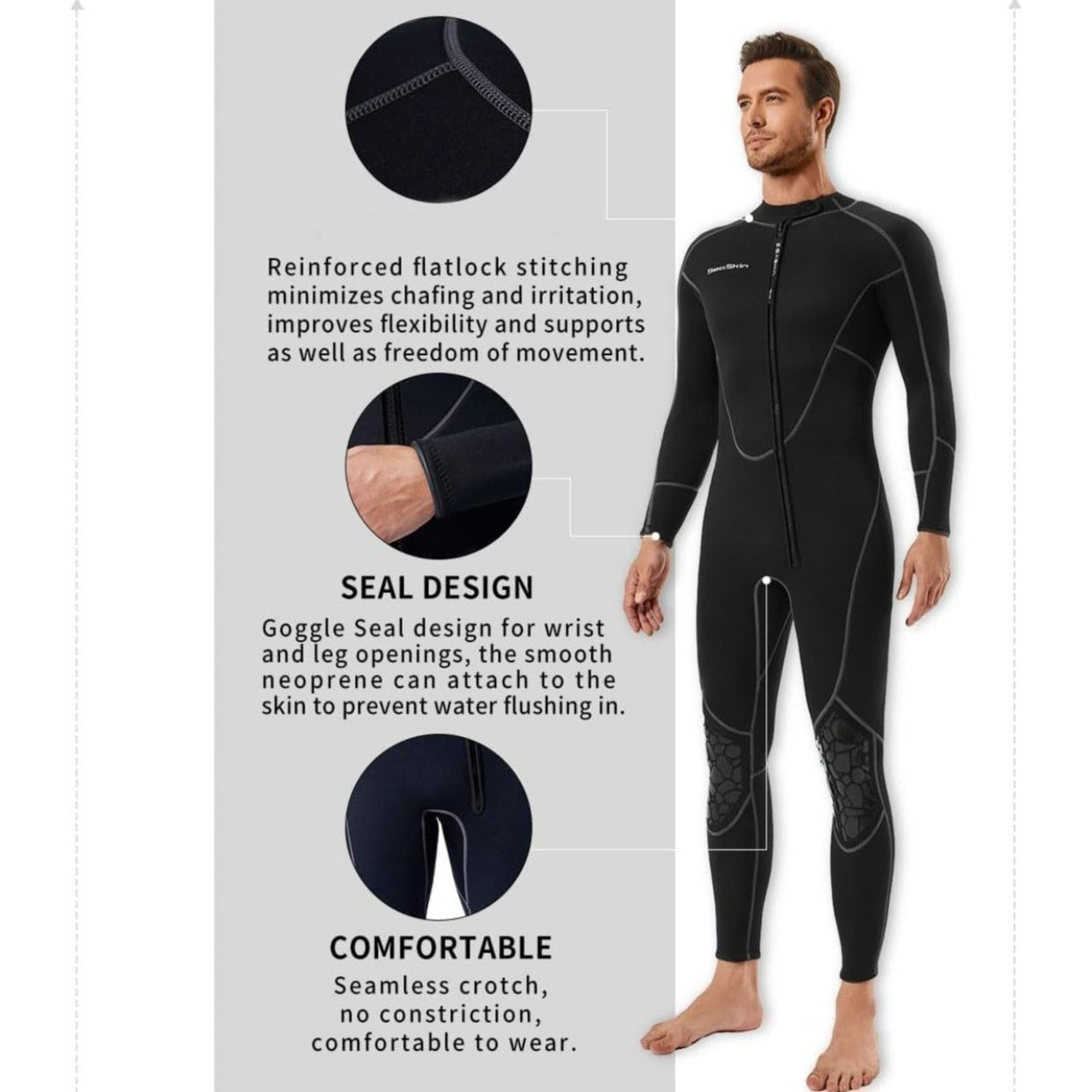 Seaskin Diving Wetsuit For Men & Women 3XL Neoprene Nylon UV Protection