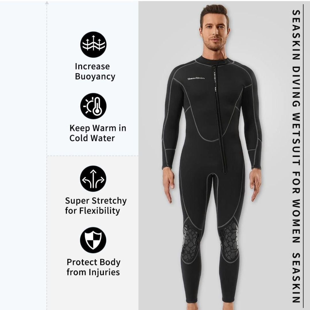 Seaskin Diving Wetsuit For Men & Women 3XL Neoprene Nylon UV Protection