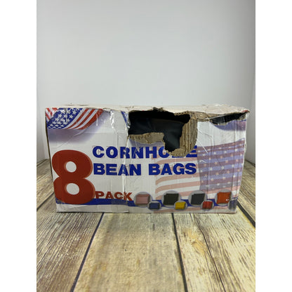 Cornhole Bean Bags 8-Piece Set With Red & Blue Bags + Carrying Bag New In Damaged Box