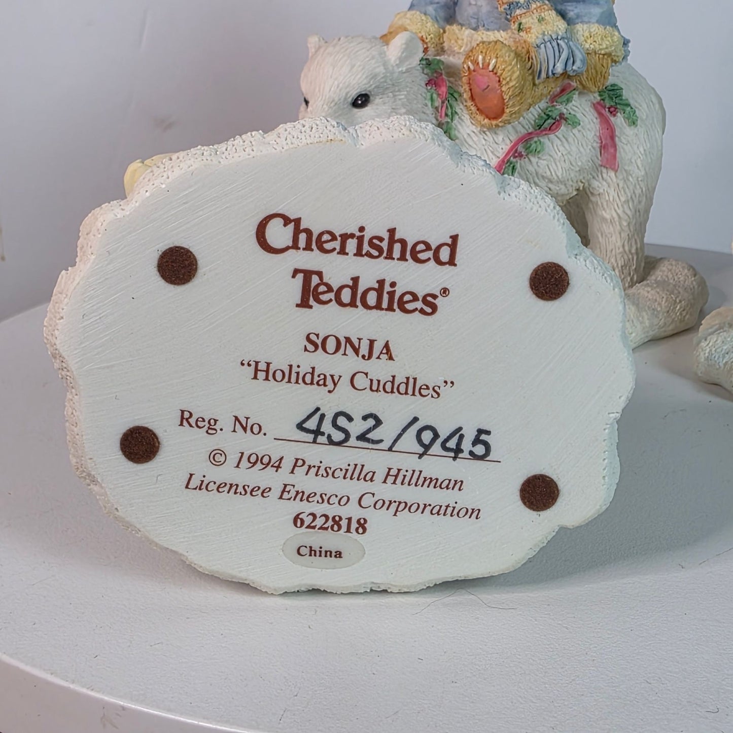 Cherished Teddies 1994 Figurines Set Of 3 - Sonja Ingrid & Eric Holiday Collectibles