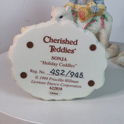 Cherished Teddies 1994 Figurines Set Of 3 - Sonja Ingrid & Eric Holiday Collectibles