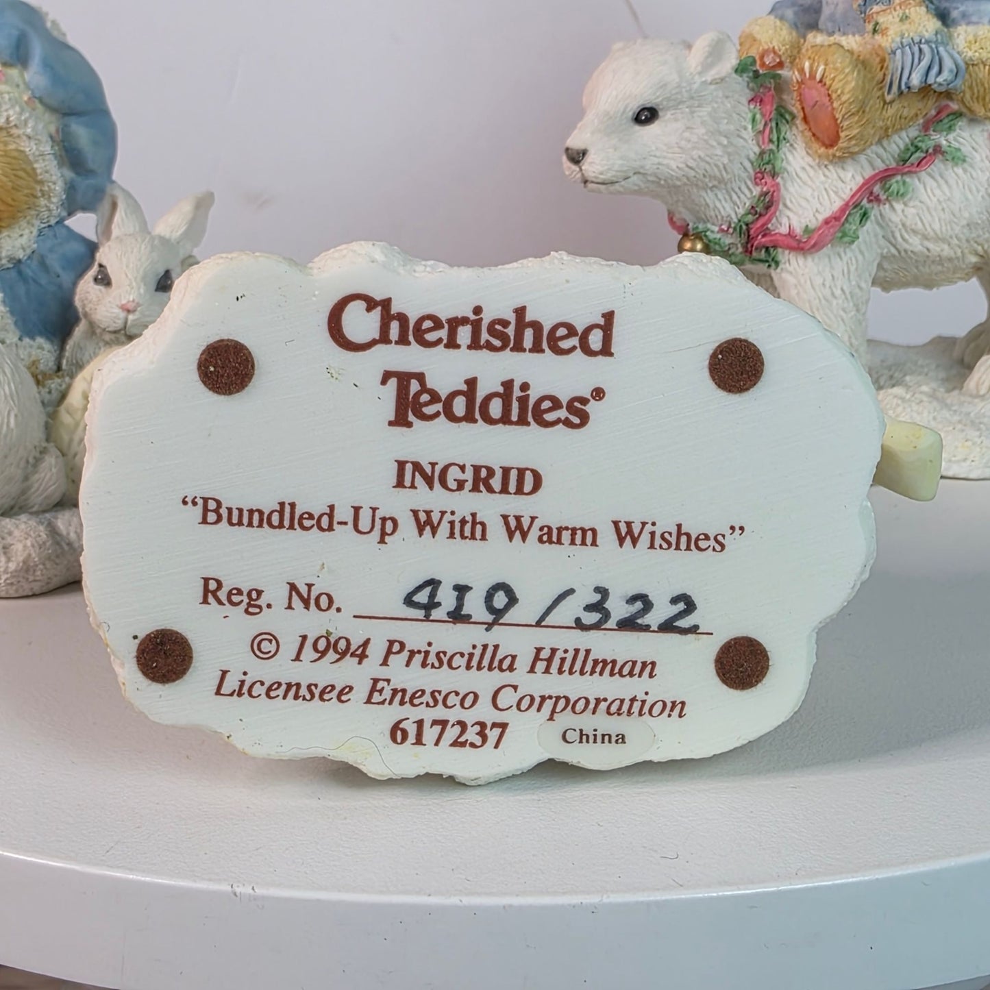 Cherished Teddies 1994 Figurines Set Of 3 - Sonja Ingrid & Eric Holiday Collectibles