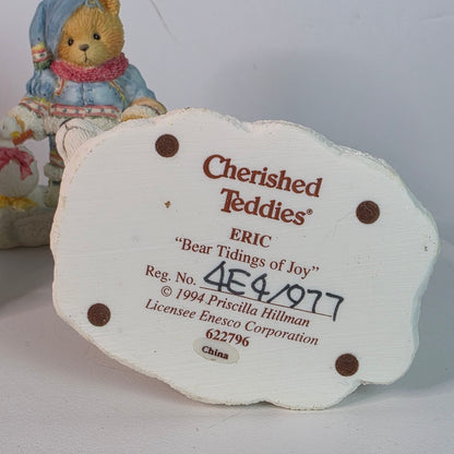 Cherished Teddies 1994 Figurines Set Of 3 - Sonja Ingrid & Eric Holiday Collectibles
