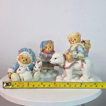 Cherished Teddies 1994 Figurines Set Of 3 - Sonja Ingrid & Eric Holiday Collectibles