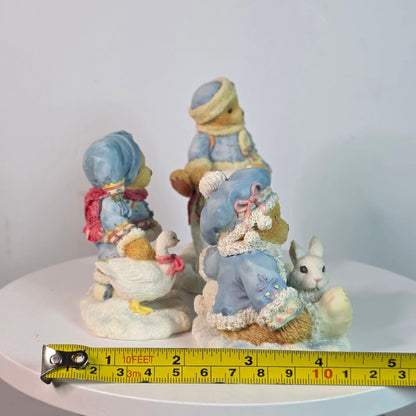 Cherished Teddies 1994 Figurines Set Of 3 - Sonja Ingrid & Eric Holiday Collectibles