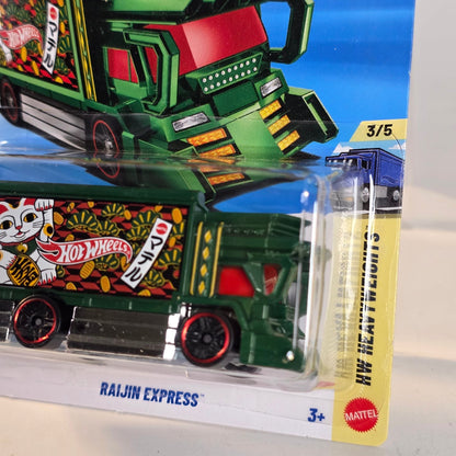 Hot Wheels Raijin Express Die-Cast Truck 57/250 HW Heavyweights 3/5 Green Collectible Toy