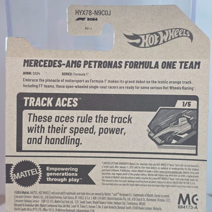 Hot Wheels Mercedes-AMG Petronas Formula One Team 1/5 Track Racers New 2025 Collectible Die-Cast Car