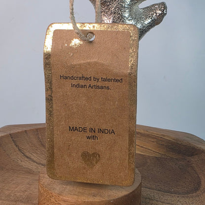 Silver Metal Jewelry Tree Stand Wooden Tray Organizer Handcrafted India