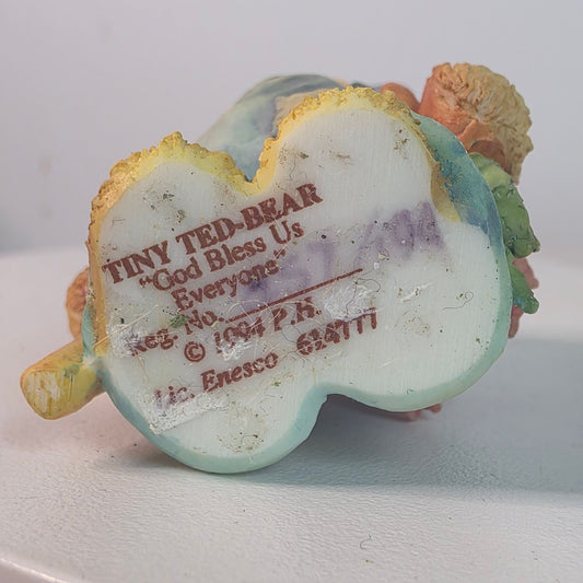 Vintage 1991 Cherished Teddies Figurine Set Featuring Tiny Ted Bear & Friend With Heartwarming Details