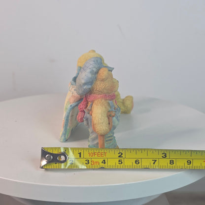 Vintage 1991 Cherished Teddies Figurine Set Featuring Tiny Ted Bear & Friend With Heartwarming Details