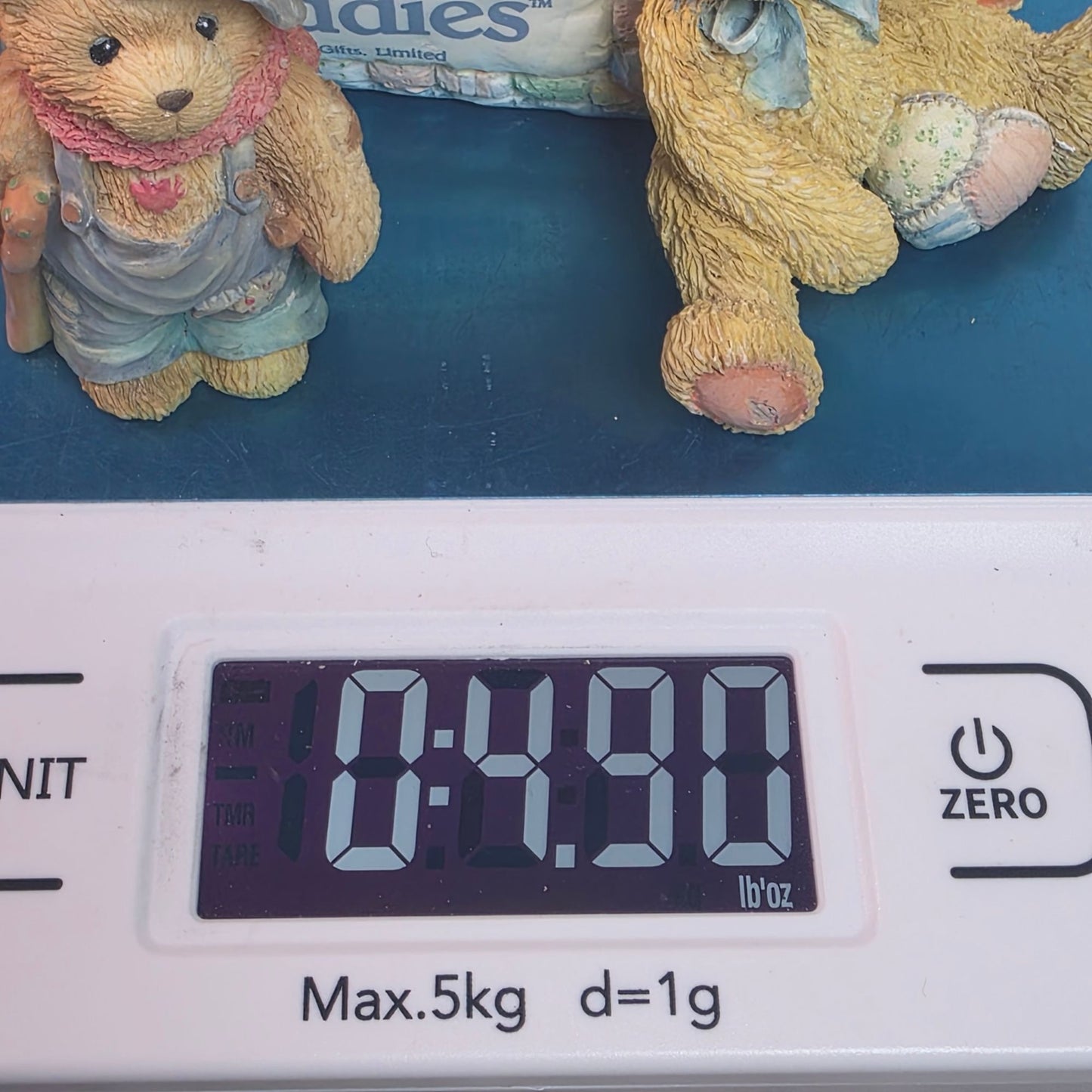Vintage 1991 Cherished Teddies Figurine Set Featuring Tiny Ted Bear & Friend With Heartwarming Details