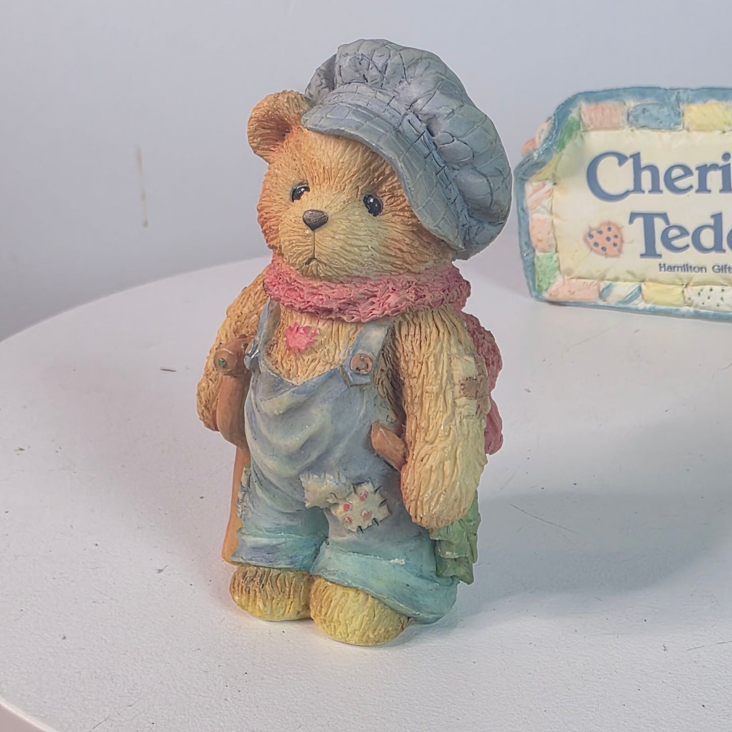 Vintage 1991 Cherished Teddies Figurine Set Featuring Tiny Ted Bear & Friend With Heartwarming Details
