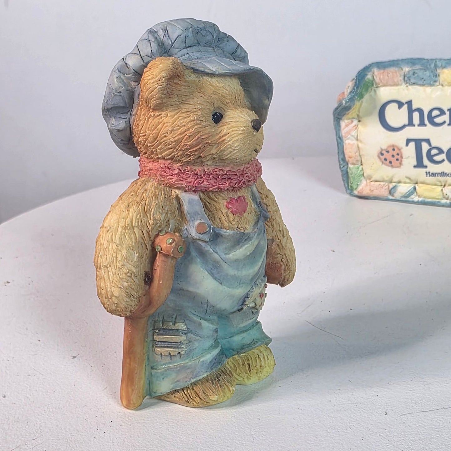 Vintage 1991 Cherished Teddies Figurine Set Featuring Tiny Ted Bear & Friend With Heartwarming Details