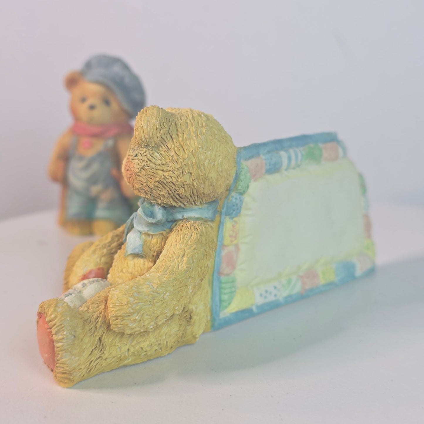 Vintage 1991 Cherished Teddies Figurine Set Featuring Tiny Ted Bear & Friend With Heartwarming Details