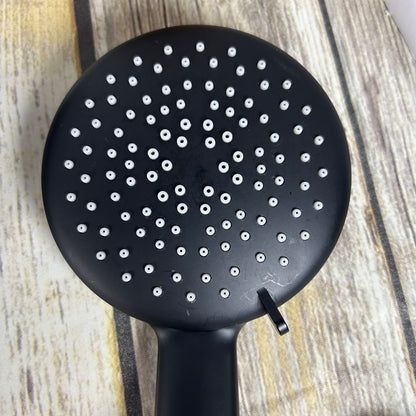 Gabrylly Wall Mounted Pressure Balanced Bath/Shower Faucet Set With Rainfall Showerhead & Handheld Sprayer In Matte Black Finish