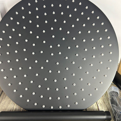 Gabrylly Wall Mounted Pressure Balanced Bath/Shower Faucet Set With Rainfall Showerhead & Handheld Sprayer In Matte Black Finish