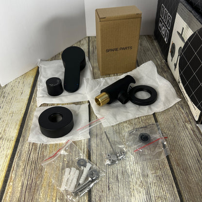 Gabrylly Wall Mounted Pressure Balanced Bath/Shower Faucet Set With Rainfall Showerhead & Handheld Sprayer In Matte Black Finish