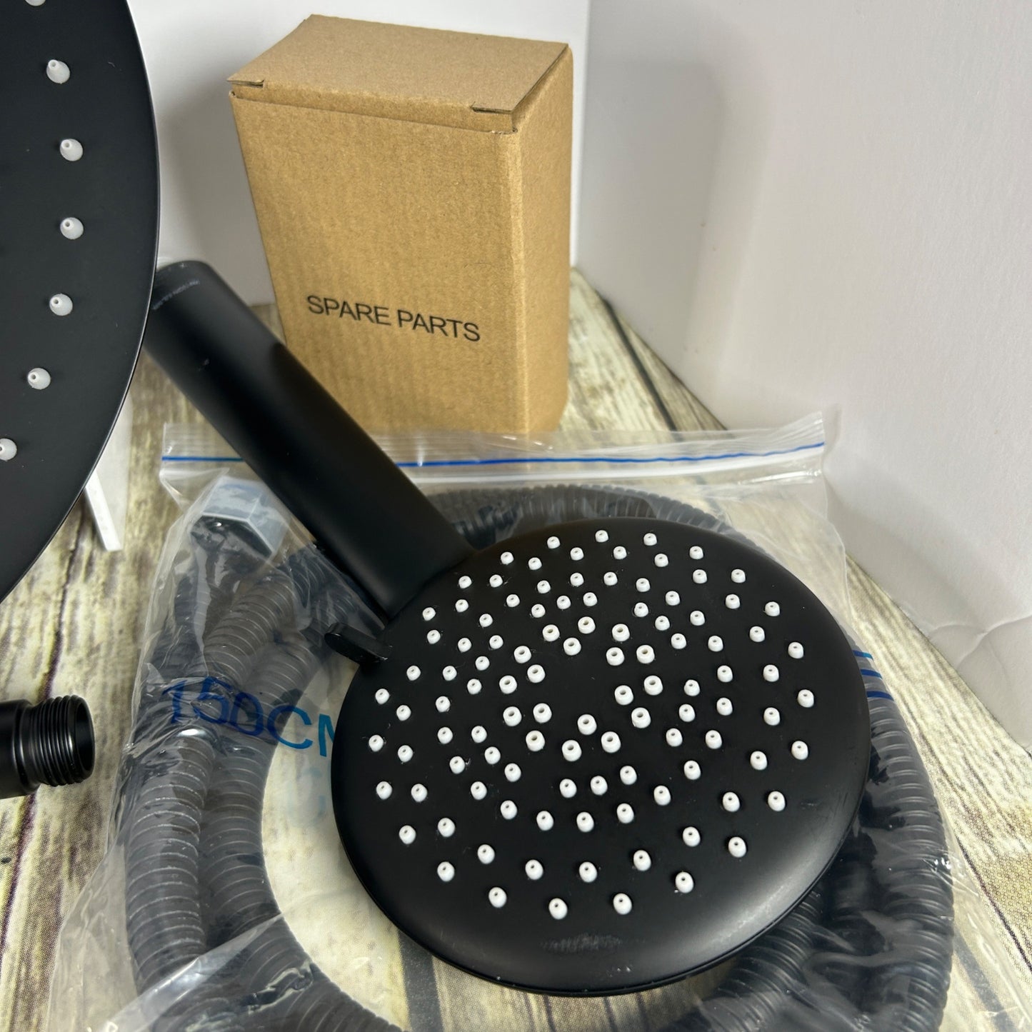 Gabrylly Wall Mounted Pressure Balanced Bath/Shower Faucet Set With Rainfall Showerhead & Handheld Sprayer In Matte Black Finish