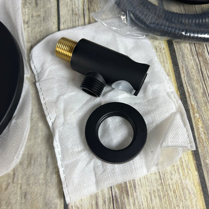 Gabrylly Wall Mounted Pressure Balanced Bath/Shower Faucet Set With Rainfall Showerhead & Handheld Sprayer In Matte Black Finish