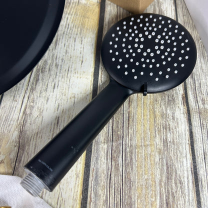 Gabrylly Wall Mounted Pressure Balanced Bath/Shower Faucet Set With Rainfall Showerhead & Handheld Sprayer In Matte Black Finish